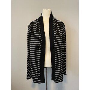 Joie Navy Black and Gray Striped Open Front Cardigan Sweater, Size Medium